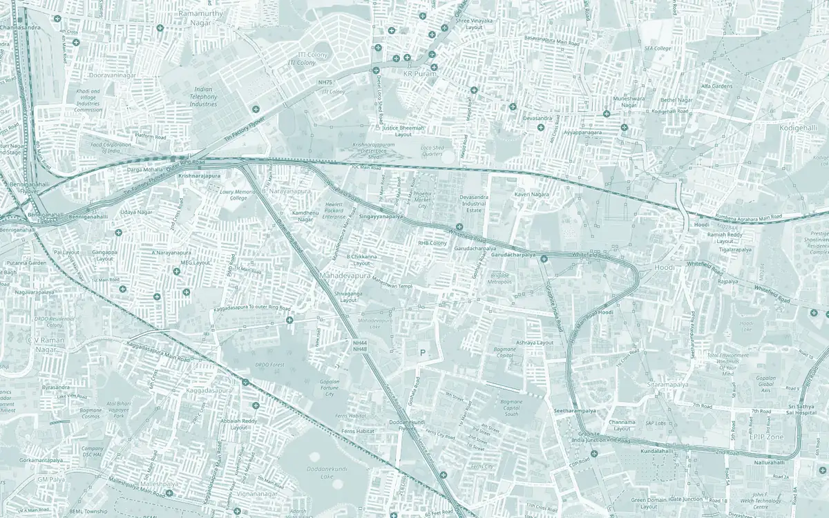 Map of the streets around FF21 PMC in Mahadevapura