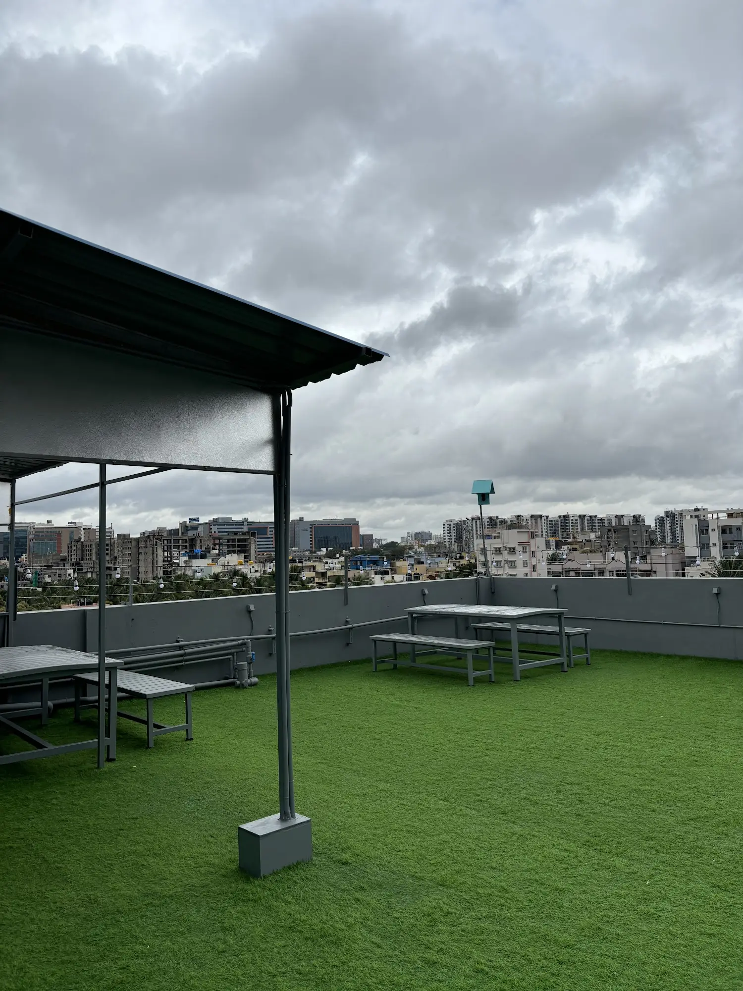 Rooftop terrace with tables